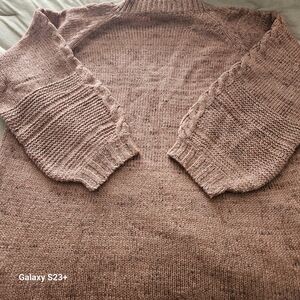 Roaman's Women's Cowl Neck Sweater - Dusty Rose